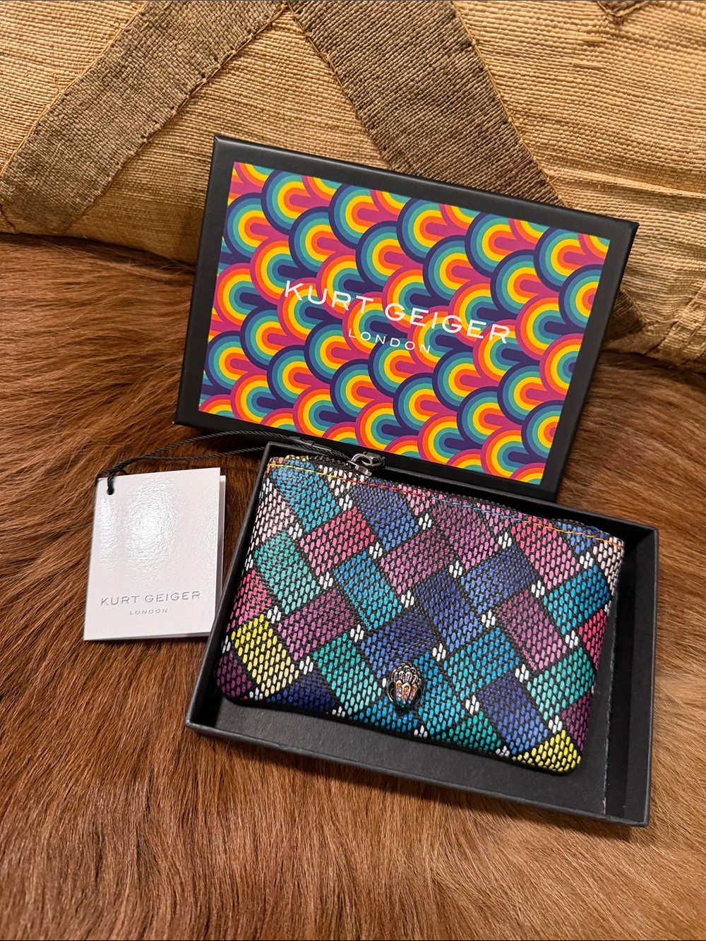 Kurt Geiger Multicolor Woven Leather Wallet NWT & NWB - Picture 1 of 6